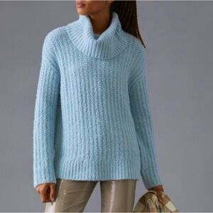 Anthropologie Maeve Knit Cowl-neck Pullover Sweater Baby Blue